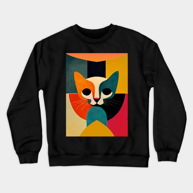 Geometric Cat Portrait Crewneck Sweatshirt by TheJadeCat